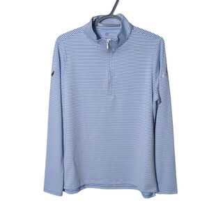 Renwick Striped 1/4 Zip Golf Shirt in‎ Periwinkle / White Size Large Pima Cotton